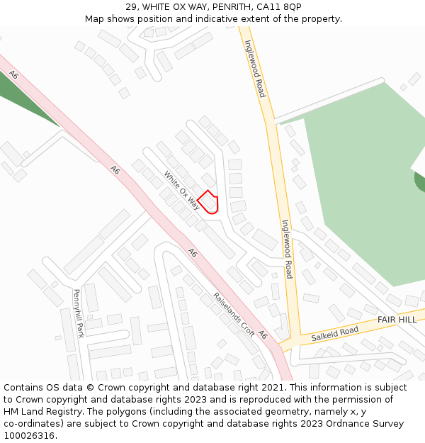 29, WHITE OX WAY, PENRITH, CA11 8QP: Location map and indicative extent of plot