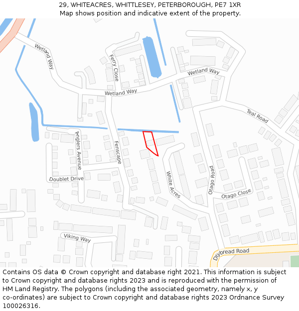 29, WHITEACRES, WHITTLESEY, PETERBOROUGH, PE7 1XR: Location map and indicative extent of plot