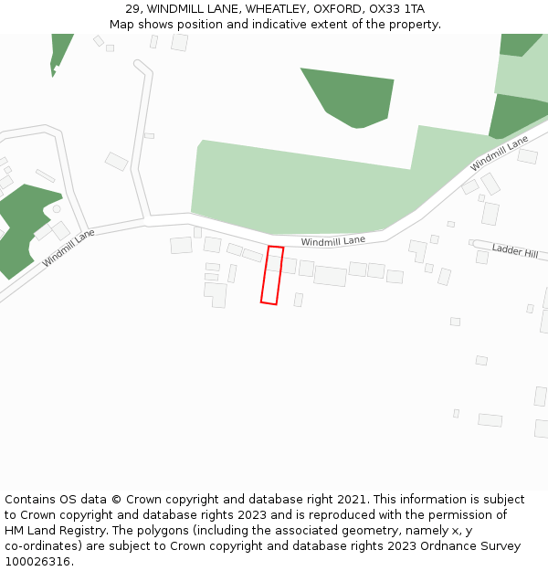 29, WINDMILL LANE, WHEATLEY, OXFORD, OX33 1TA: Location map and indicative extent of plot