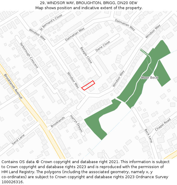 29, WINDSOR WAY, BROUGHTON, BRIGG, DN20 0EW: Location map and indicative extent of plot