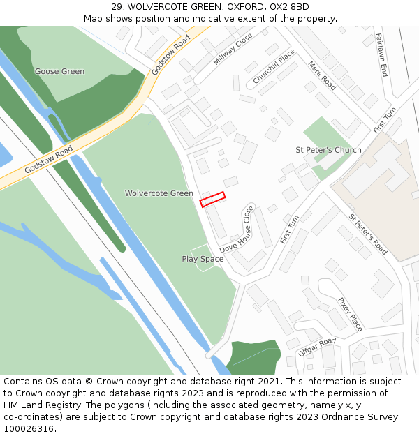 29, WOLVERCOTE GREEN, OXFORD, OX2 8BD: Location map and indicative extent of plot