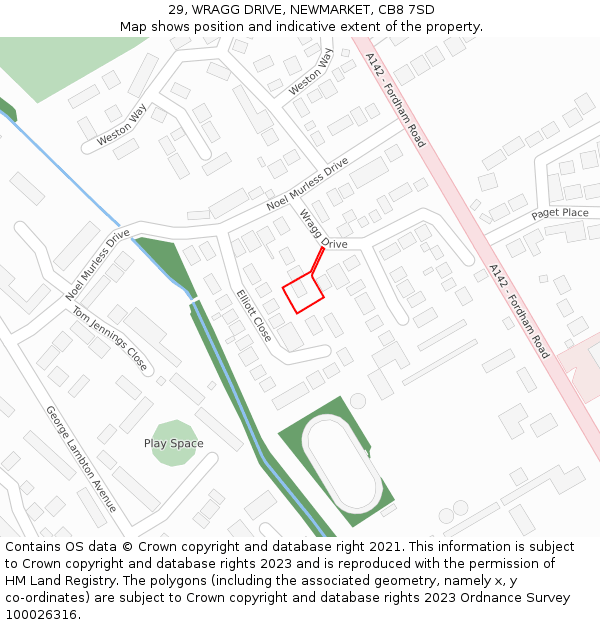 29, WRAGG DRIVE, NEWMARKET, CB8 7SD: Location map and indicative extent of plot