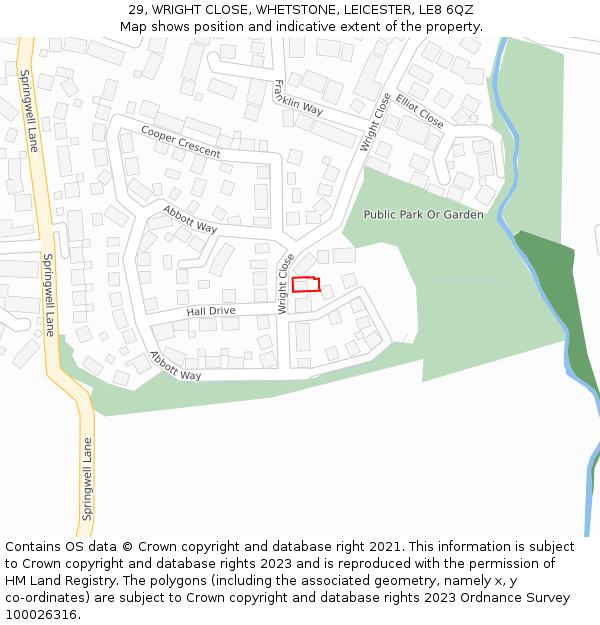 29, WRIGHT CLOSE, WHETSTONE, LEICESTER, LE8 6QZ: Location map and indicative extent of plot