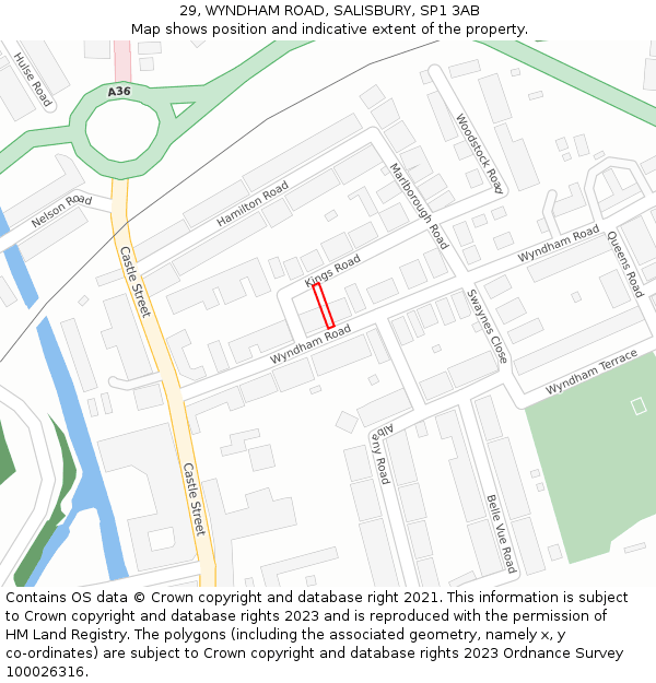 29, WYNDHAM ROAD, SALISBURY, SP1 3AB: Location map and indicative extent of plot