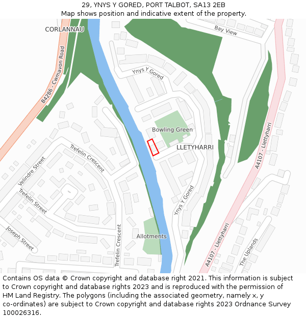 29, YNYS Y GORED, PORT TALBOT, SA13 2EB: Location map and indicative extent of plot
