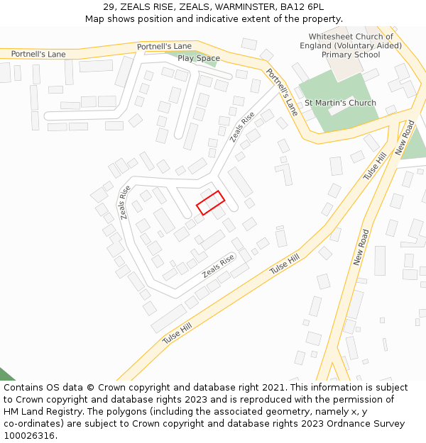 29, ZEALS RISE, ZEALS, WARMINSTER, BA12 6PL: Location map and indicative extent of plot