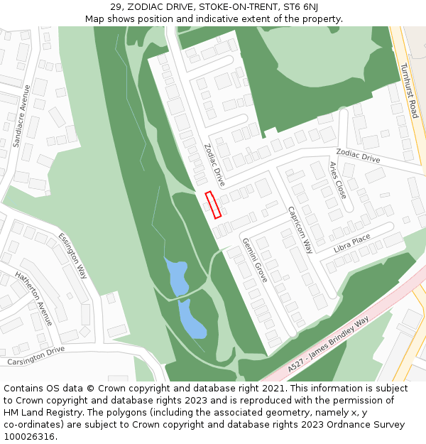 29, ZODIAC DRIVE, STOKE-ON-TRENT, ST6 6NJ: Location map and indicative extent of plot