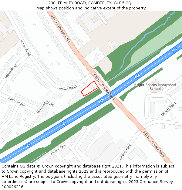 290, FRIMLEY ROAD, CAMBERLEY, GU15 2QH: Location map and indicative extent of plot