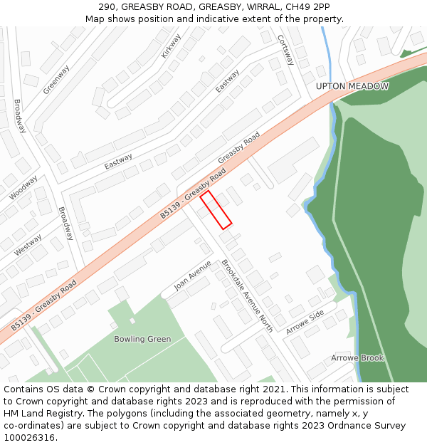 290, GREASBY ROAD, GREASBY, WIRRAL, CH49 2PP: Location map and indicative extent of plot