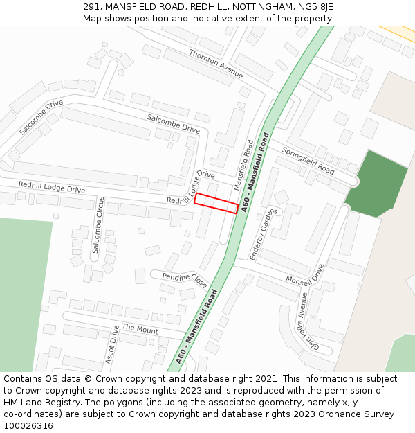 291, MANSFIELD ROAD, REDHILL, NOTTINGHAM, NG5 8JE: Location map and indicative extent of plot