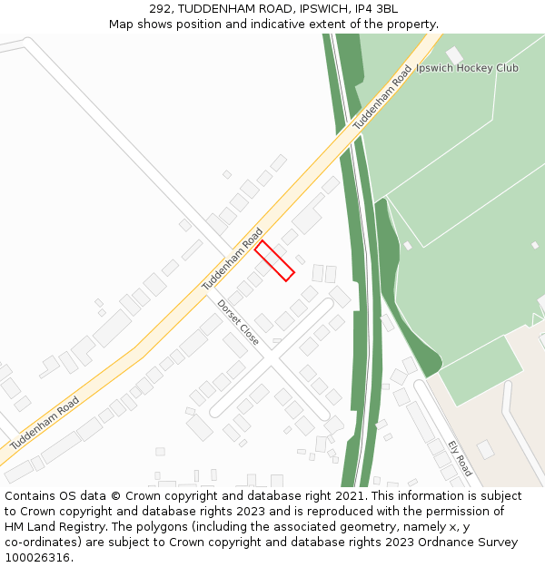 292, TUDDENHAM ROAD, IPSWICH, IP4 3BL: Location map and indicative extent of plot