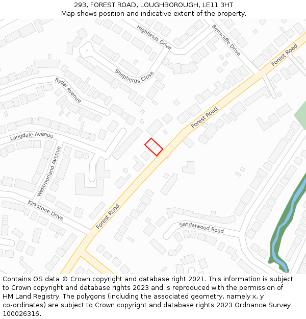 293, FOREST ROAD, LOUGHBOROUGH, LE11 3HT: Location map and indicative extent of plot