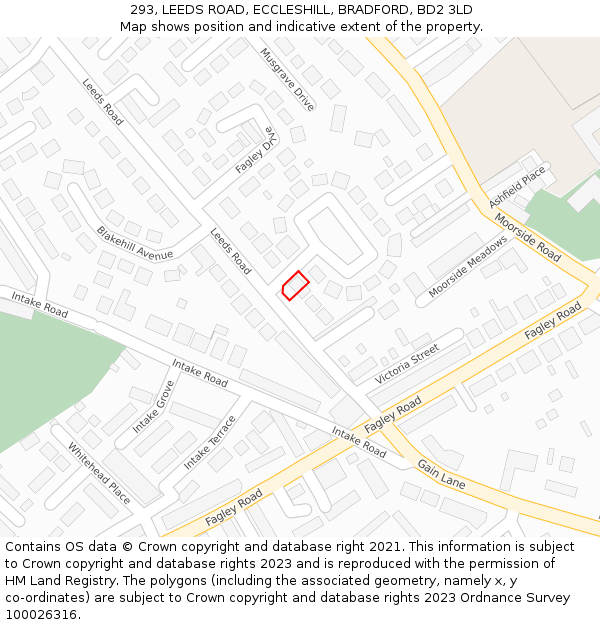 293, LEEDS ROAD, ECCLESHILL, BRADFORD, BD2 3LD: Location map and indicative extent of plot