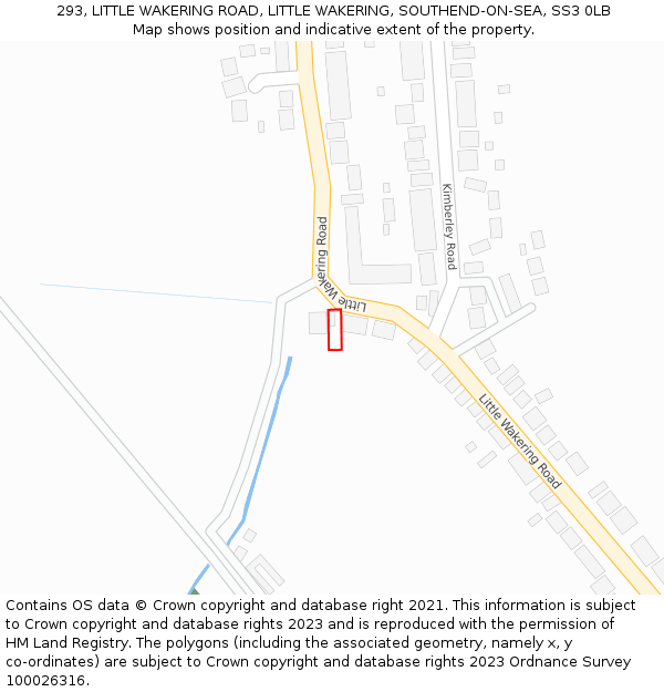 293, LITTLE WAKERING ROAD, LITTLE WAKERING, SOUTHEND-ON-SEA, SS3 0LB: Location map and indicative extent of plot