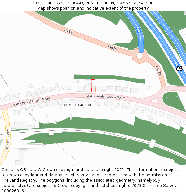 293, PENIEL GREEN ROAD, PENIEL GREEN, SWANSEA, SA7 9BJ: Location map and indicative extent of plot