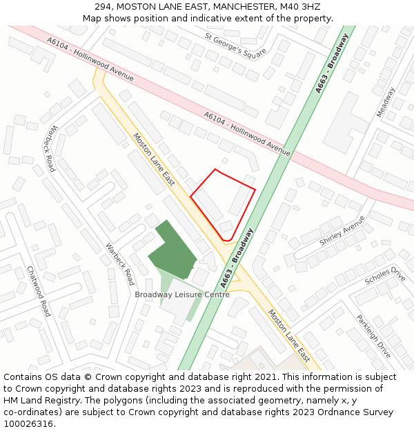 294, MOSTON LANE EAST, MANCHESTER, M40 3HZ: Location map and indicative extent of plot