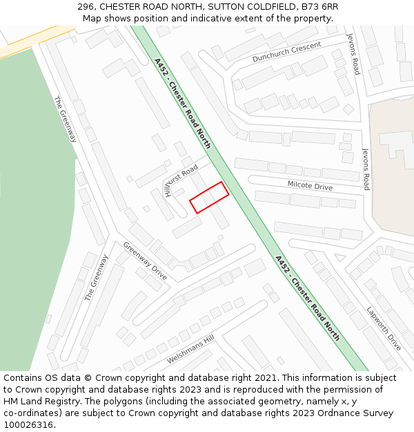 296, CHESTER ROAD NORTH, SUTTON COLDFIELD, B73 6RR: Location map and indicative extent of plot