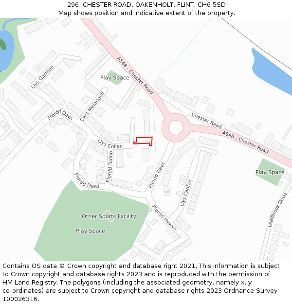 296, CHESTER ROAD, OAKENHOLT, FLINT, CH6 5SD: Location map and indicative extent of plot