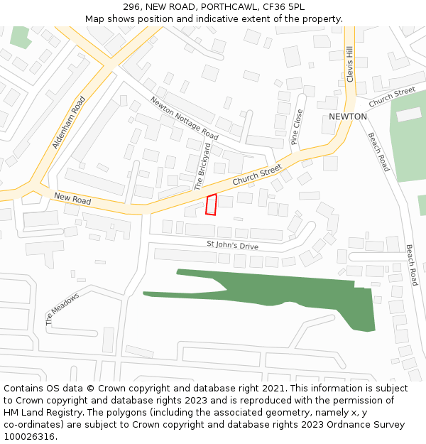 296, NEW ROAD, PORTHCAWL, CF36 5PL: Location map and indicative extent of plot