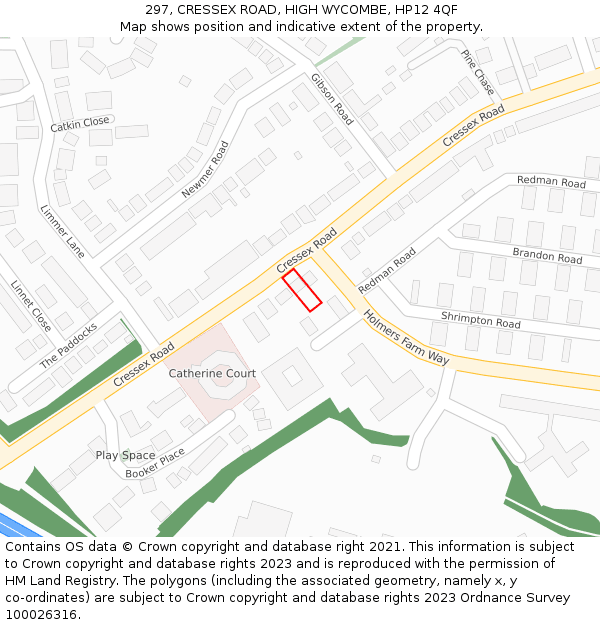 297, CRESSEX ROAD, HIGH WYCOMBE, HP12 4QF: Location map and indicative extent of plot