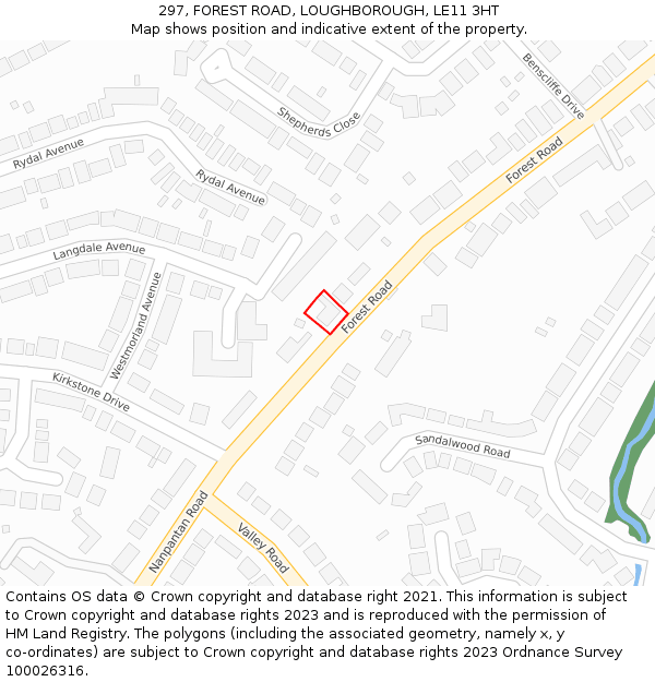 297, FOREST ROAD, LOUGHBOROUGH, LE11 3HT: Location map and indicative extent of plot
