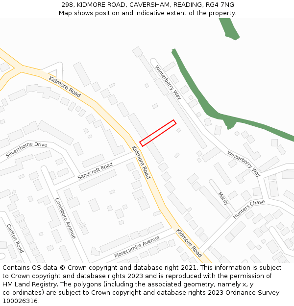 298, KIDMORE ROAD, CAVERSHAM, READING, RG4 7NG: Location map and indicative extent of plot