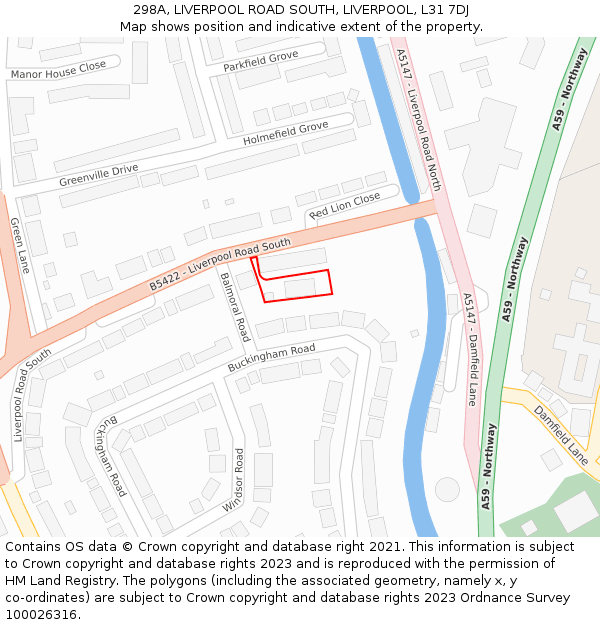 298A, LIVERPOOL ROAD SOUTH, LIVERPOOL, L31 7DJ: Location map and indicative extent of plot
