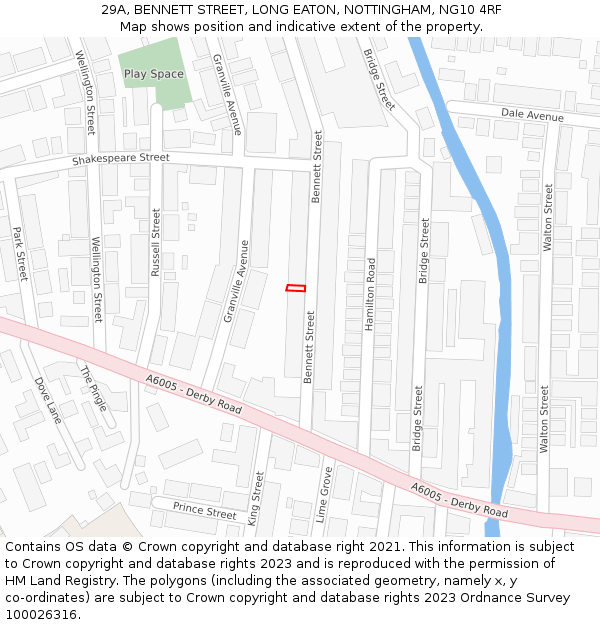 29A, BENNETT STREET, LONG EATON, NOTTINGHAM, NG10 4RF: Location map and indicative extent of plot