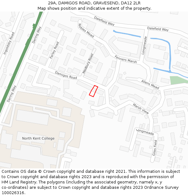 29A, DAMIGOS ROAD, GRAVESEND, DA12 2LR: Location map and indicative extent of plot