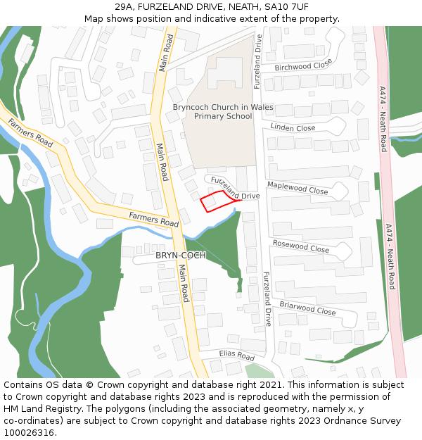 29A, FURZELAND DRIVE, NEATH, SA10 7UF: Location map and indicative extent of plot