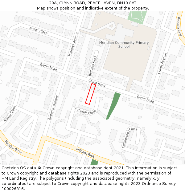 29A, GLYNN ROAD, PEACEHAVEN, BN10 8AT: Location map and indicative extent of plot