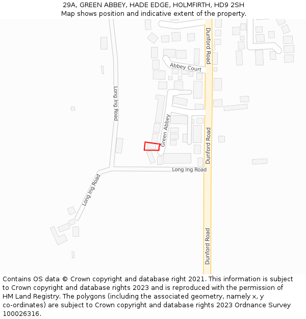 29A, GREEN ABBEY, HADE EDGE, HOLMFIRTH, HD9 2SH: Location map and indicative extent of plot