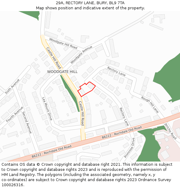 29A, RECTORY LANE, BURY, BL9 7TA: Location map and indicative extent of plot