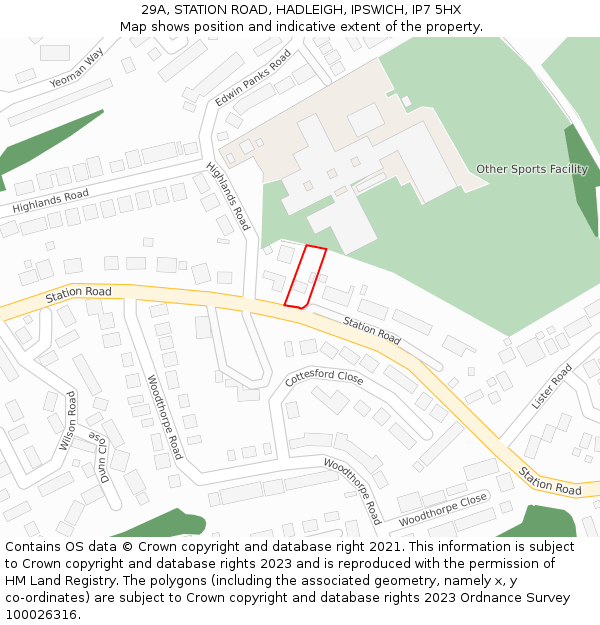 29A, STATION ROAD, HADLEIGH, IPSWICH, IP7 5HX: Location map and indicative extent of plot