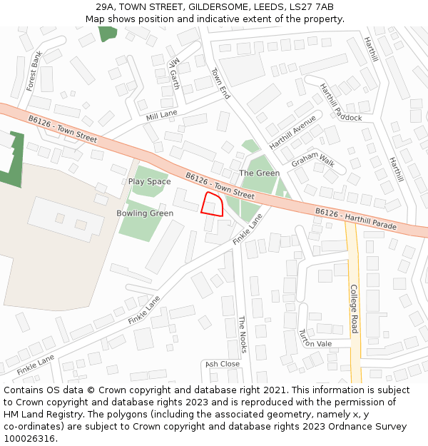 29A, TOWN STREET, GILDERSOME, LEEDS, LS27 7AB: Location map and indicative extent of plot