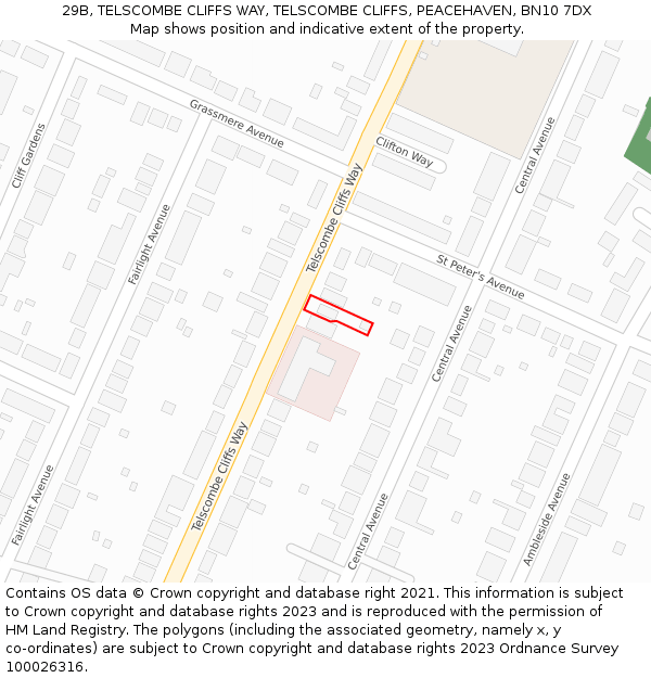 29B, TELSCOMBE CLIFFS WAY, TELSCOMBE CLIFFS, PEACEHAVEN, BN10 7DX: Location map and indicative extent of plot