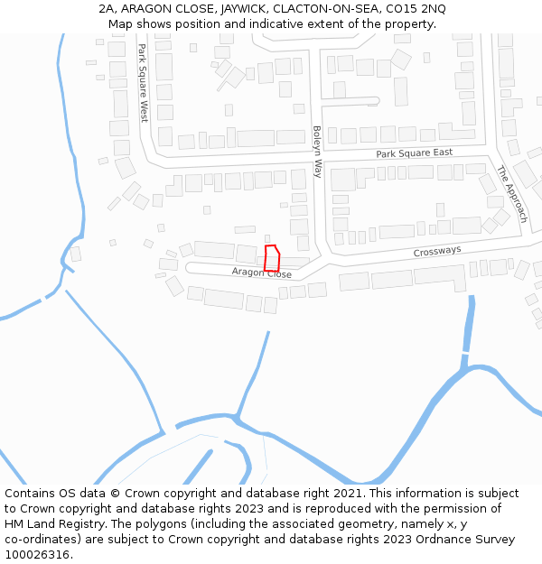 2A, ARAGON CLOSE, JAYWICK, CLACTON-ON-SEA, CO15 2NQ: Location map and indicative extent of plot