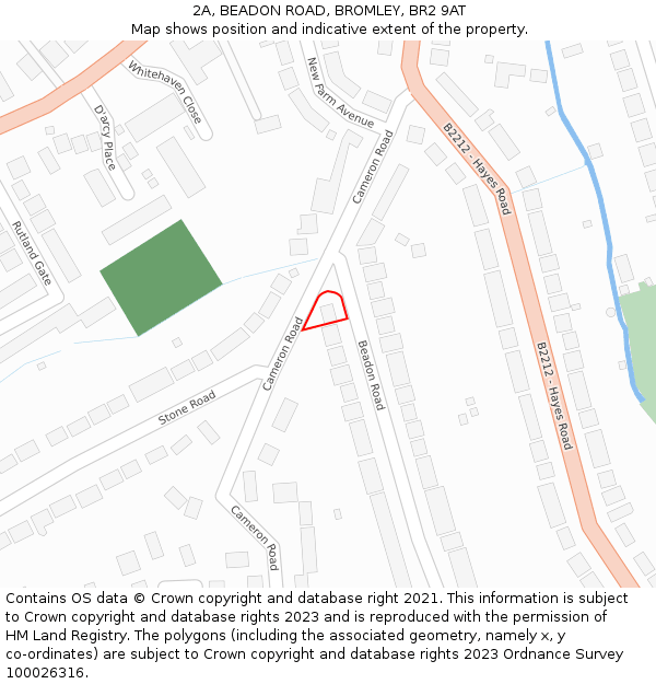 2A, BEADON ROAD, BROMLEY, BR2 9AT: Location map and indicative extent of plot