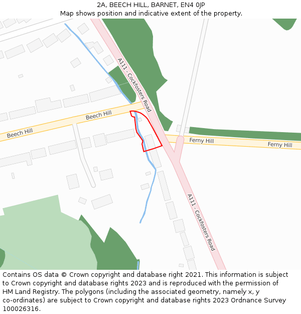 2A, BEECH HILL, BARNET, EN4 0JP: Location map and indicative extent of plot