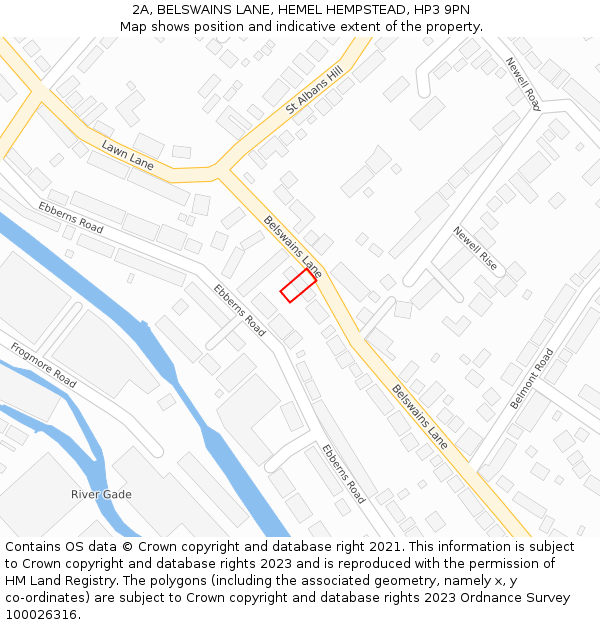 2A, BELSWAINS LANE, HEMEL HEMPSTEAD, HP3 9PN: Location map and indicative extent of plot