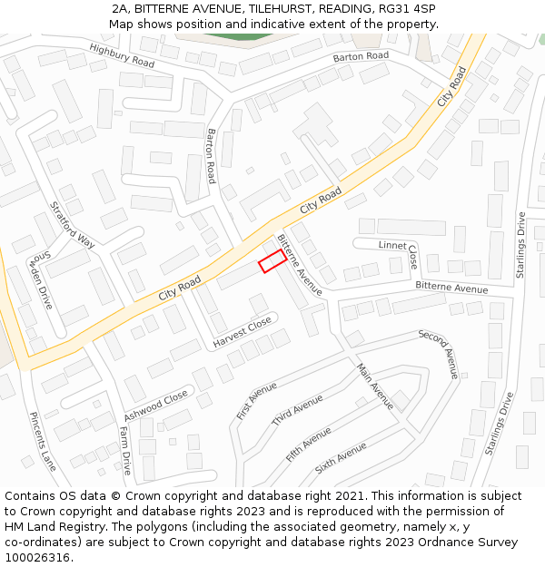 2A, BITTERNE AVENUE, TILEHURST, READING, RG31 4SP: Location map and indicative extent of plot