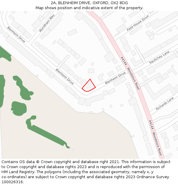 2A, BLENHEIM DRIVE, OXFORD, OX2 8DG: Location map and indicative extent of plot