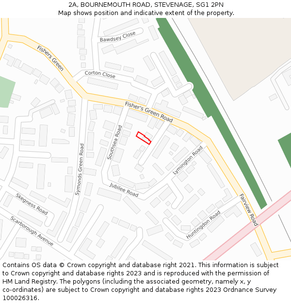 2A, BOURNEMOUTH ROAD, STEVENAGE, SG1 2PN: Location map and indicative extent of plot