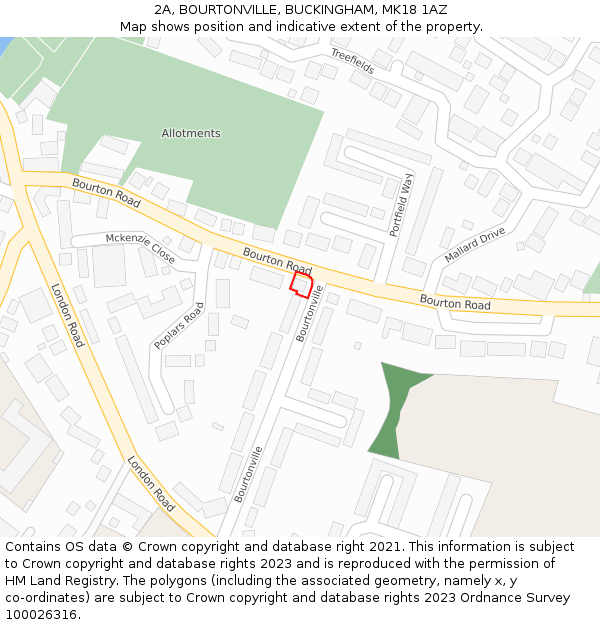 2A, BOURTONVILLE, BUCKINGHAM, MK18 1AZ: Location map and indicative extent of plot