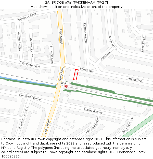 2A, BRIDGE WAY, TWICKENHAM, TW2 7JJ: Location map and indicative extent of plot