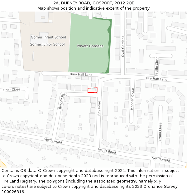 2A, BURNEY ROAD, GOSPORT, PO12 2QB: Location map and indicative extent of plot