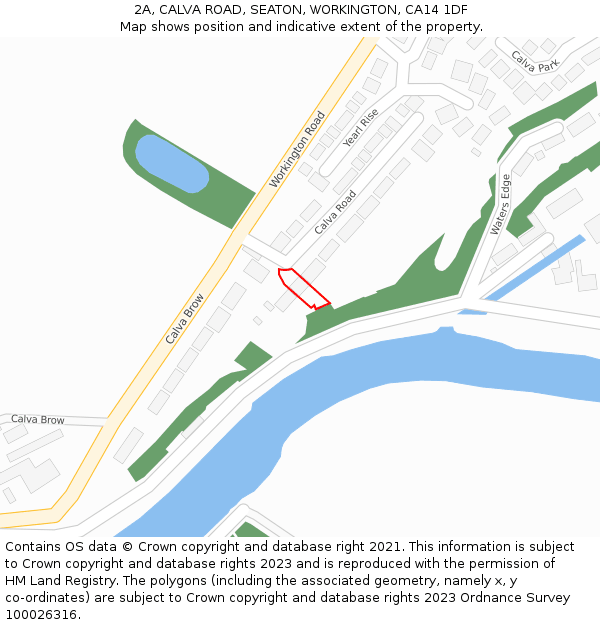 2A, CALVA ROAD, SEATON, WORKINGTON, CA14 1DF: Location map and indicative extent of plot