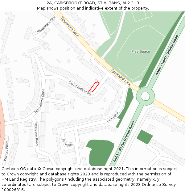 2A, CARISBROOKE ROAD, ST ALBANS, AL2 3HR: Location map and indicative extent of plot