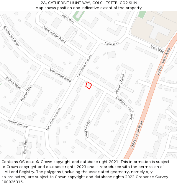2A, CATHERINE HUNT WAY, COLCHESTER, CO2 9HN: Location map and indicative extent of plot