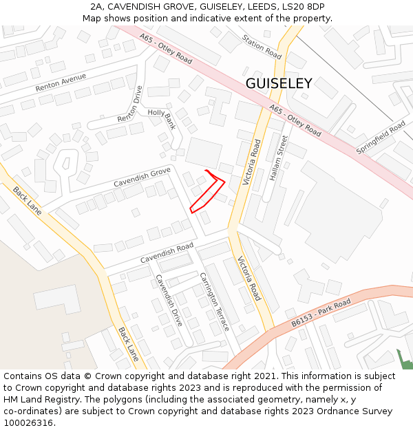 2A, CAVENDISH GROVE, GUISELEY, LEEDS, LS20 8DP: Location map and indicative extent of plot